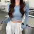 Long Sleeve Short Bottomed Top With Design Inside For Women - ROUTINE FASHION